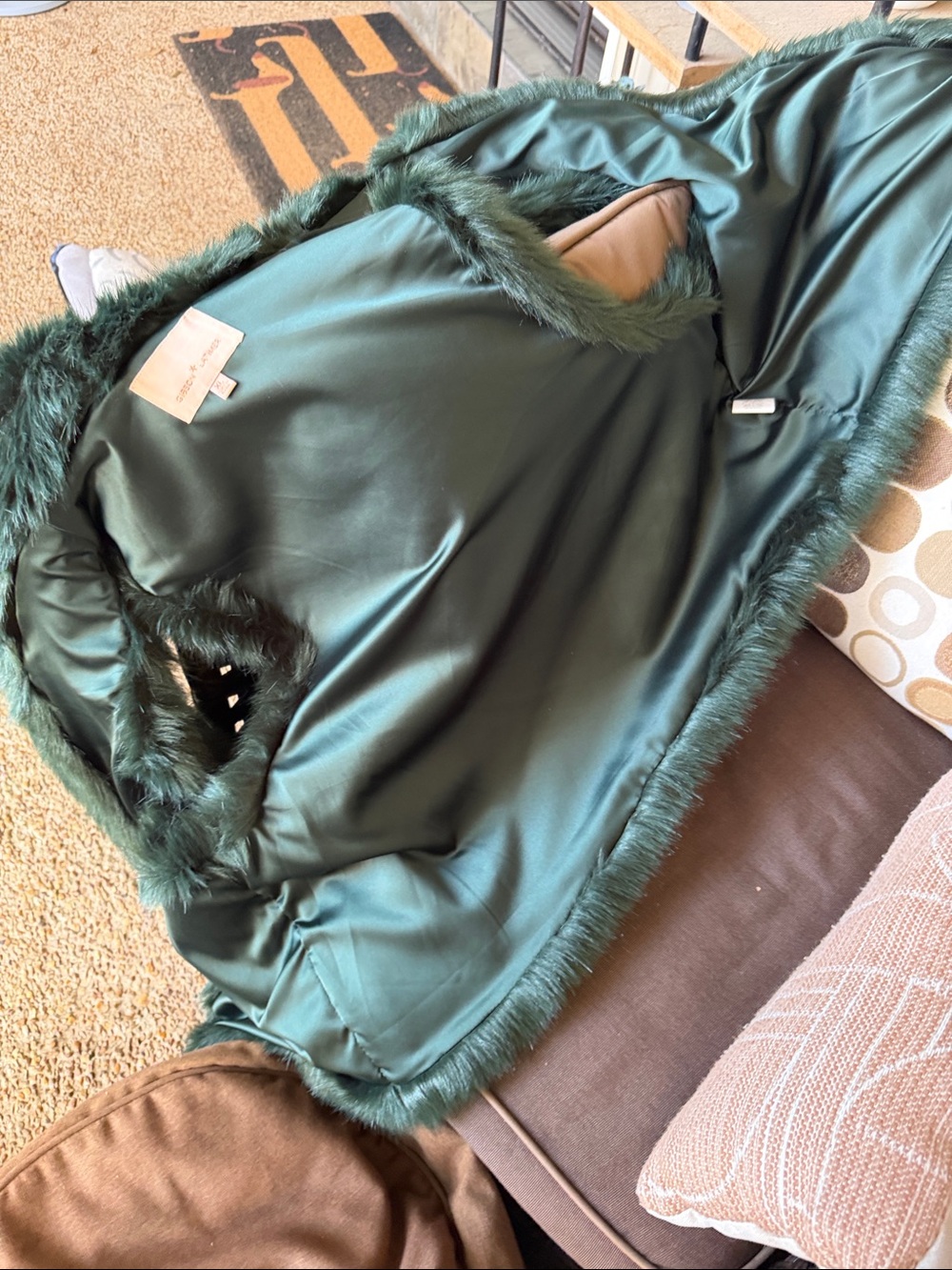 Gibson Latimer Deep Green Faux Fur Teddy Jacket XL - Picture 13 of 16